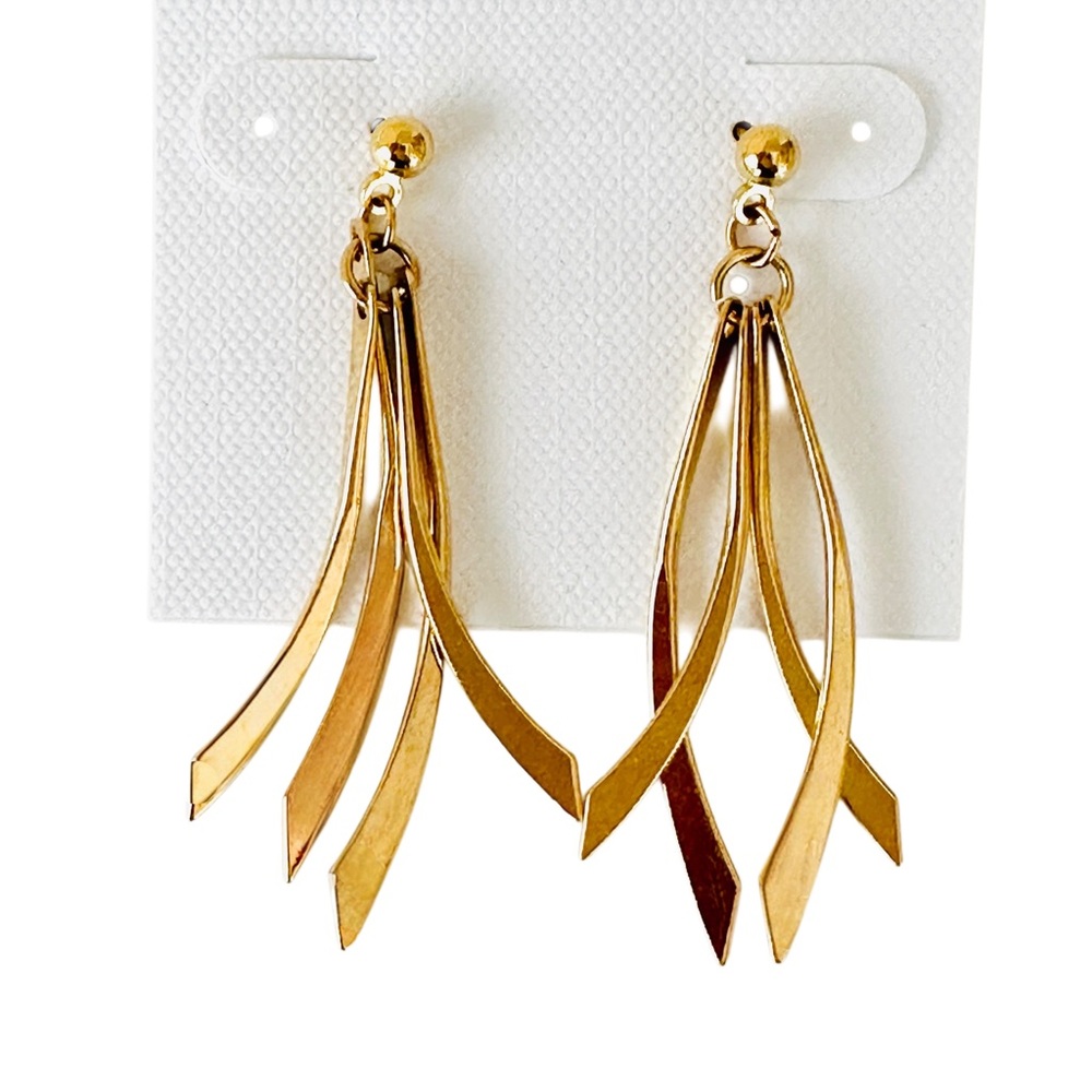 Vintage 80’s Avon Gold Tone Wind Chime Pierced Long Dangle Earrings